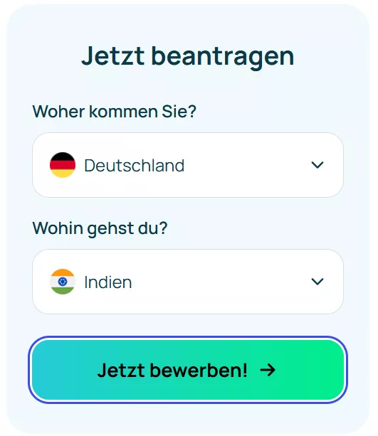 Visum für Indien beantragen.